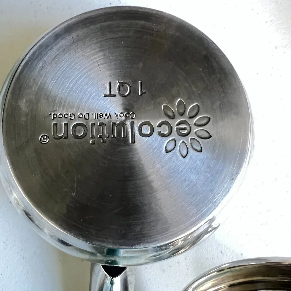 Ecolution Stainless Steel 1 Qt Saucepan With Glass Lid & Pour Spouts Pots & Pans